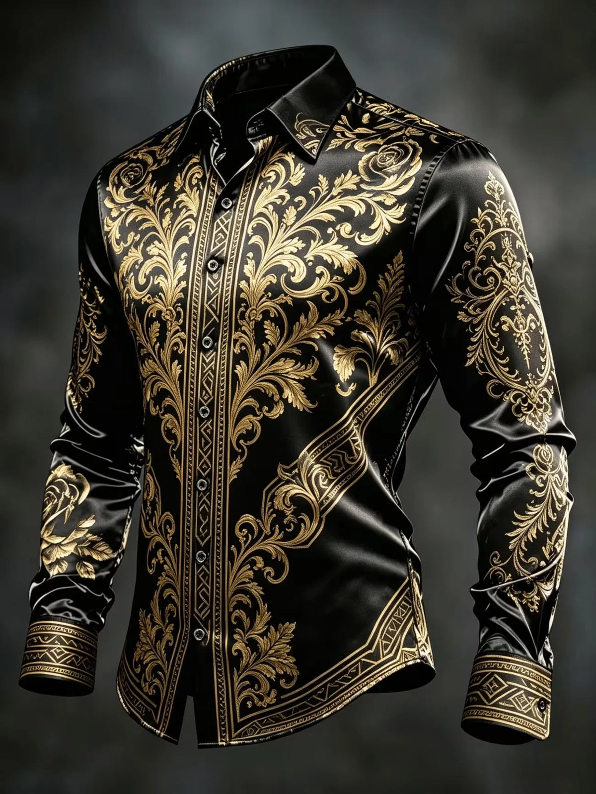 Men's Gradient Print Long-Sleeve Casual Shirt
