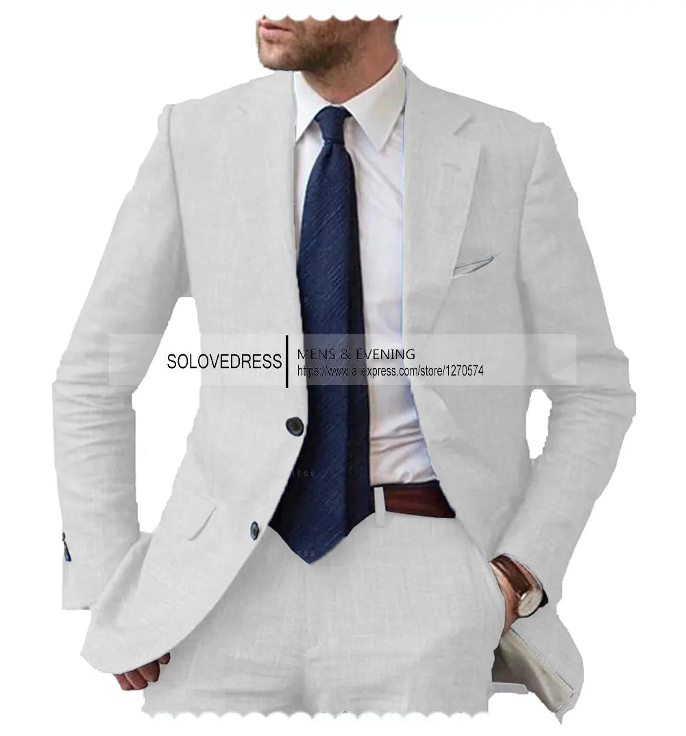 Men's Linen Slim-Fit Suit Set — product view