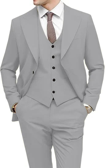 Men's 3-Piece Slim Fit Peak Lapel Suit Set — product view