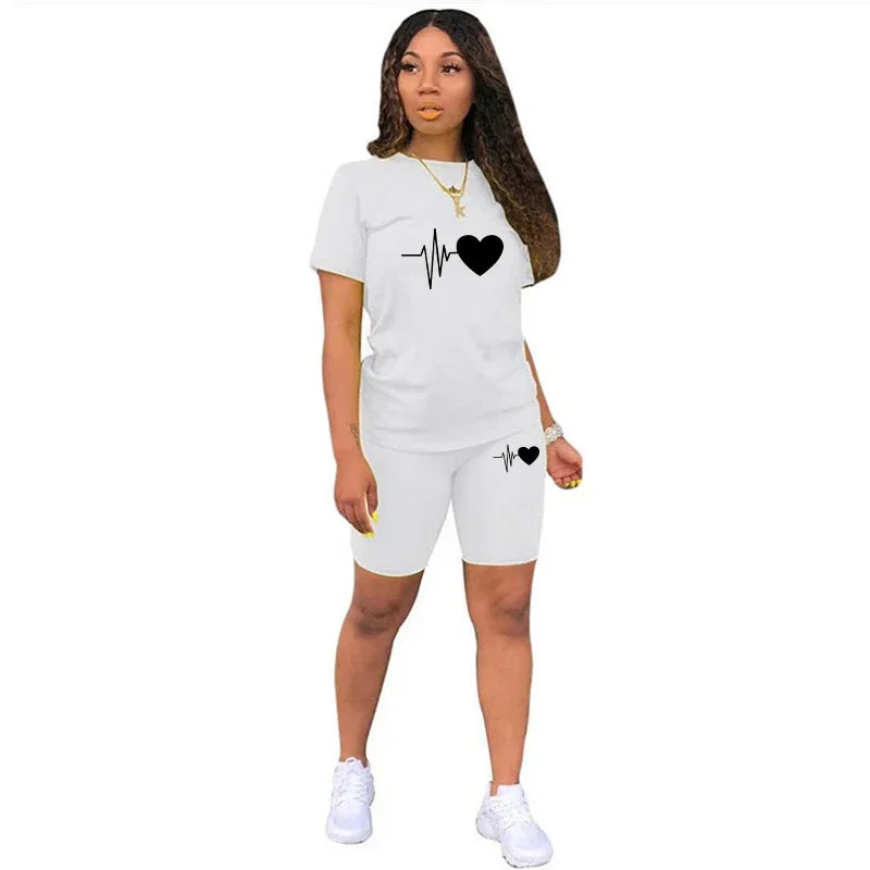 Women's Heart Print Casual T-Shirt