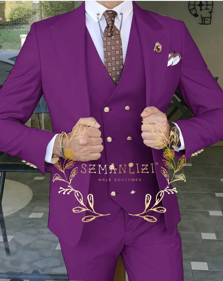 Men's Beige 3-Piece Suit Set — product view