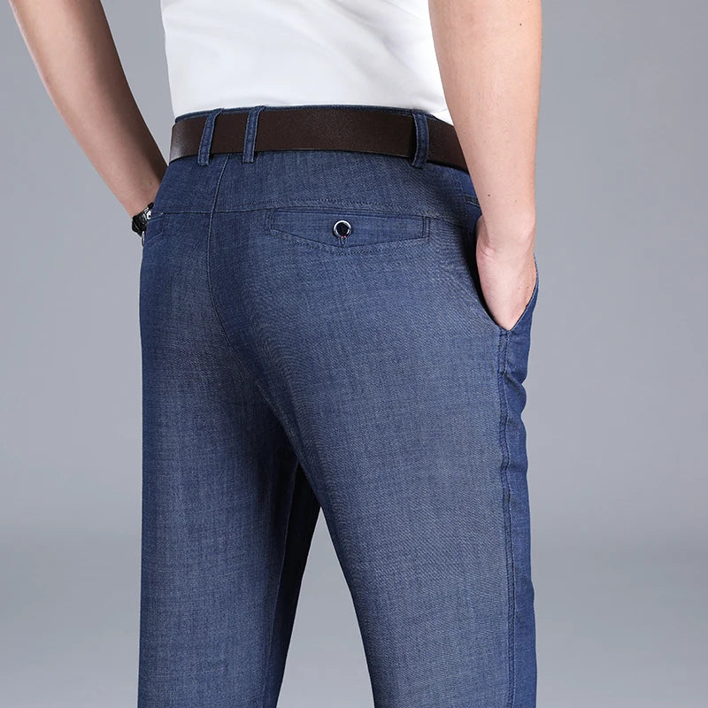 Men's Gray Loose Fit Stretch Denim Jeans - Lightweight — product view