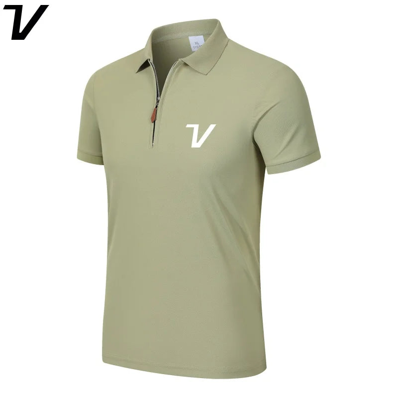 Men's Short-Sleeve Zip-Neck Polo Shirt