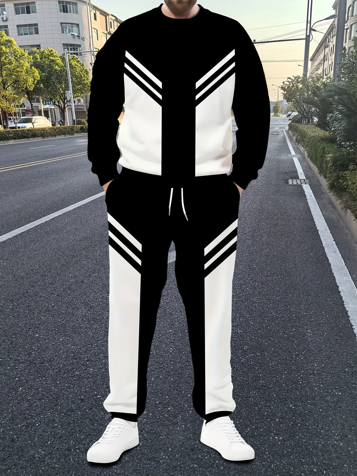 Men's Graphic Print Sweatshirt & Pants Set