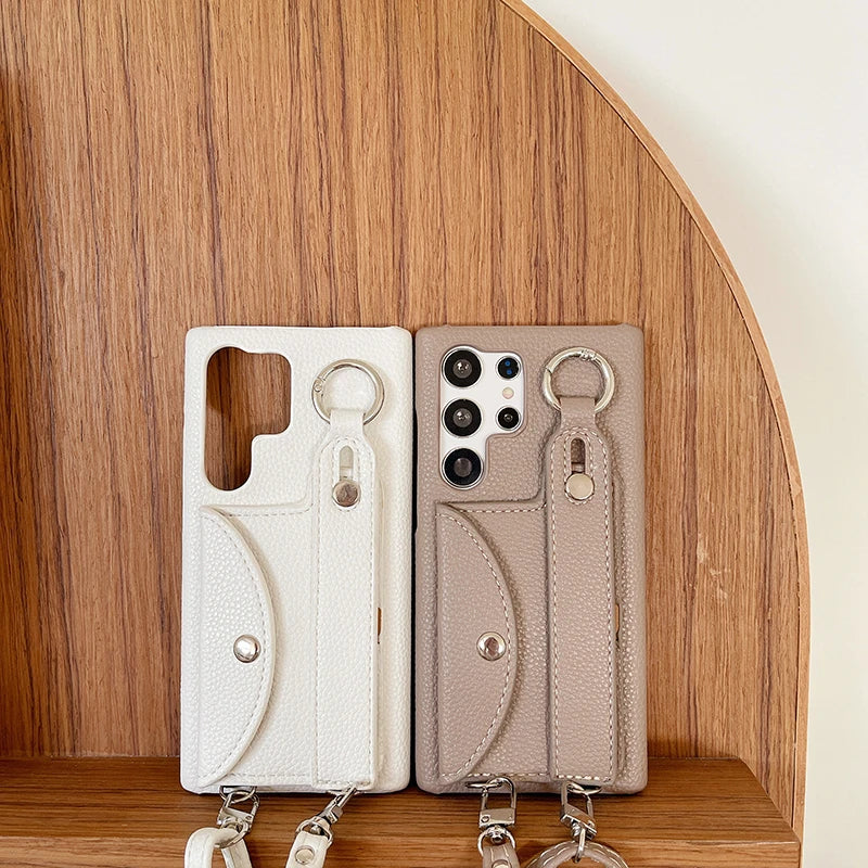 Wrist Strap Wallet Phone Case for Samsung Galaxy S20 Plus, S20 Ultra, S21, S21 Plus, S21 Ultra, S22, S22 Plus, S22 Ultra, S23 FE, S24, S24 Plus, S24 Ultra, S25, S25 Plus, S25 Ultra, S20, S23 Ultra, S26, S26 Plus, S26 Ultra, Note 20 & More Models