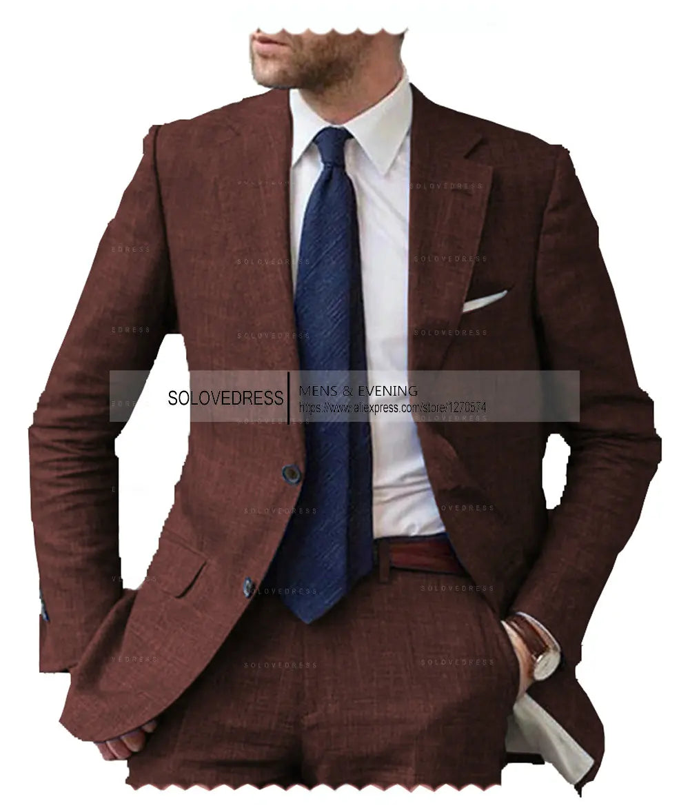 Men's Linen Slim-Fit Suit Set — product view