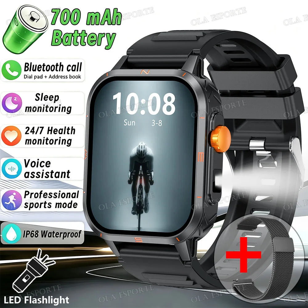 Outdoor 1.73-Inch Calling Smartwatch with Flashlight