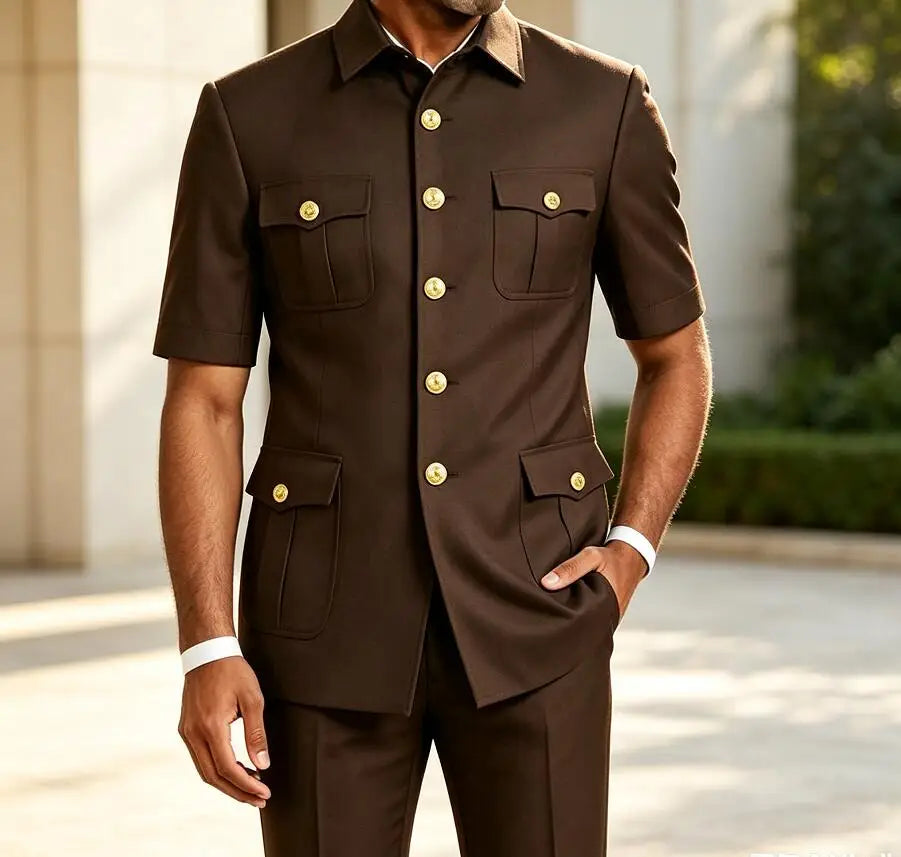 Men's Brown 2-Piece Slim Fit Suit Set — product view