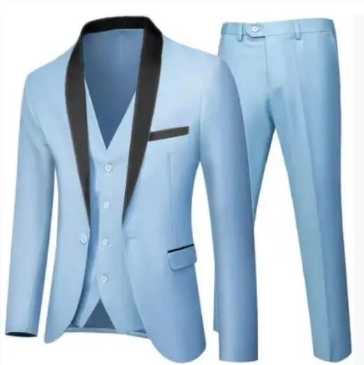 Men's Black Slim Fit Three-Piece Suit