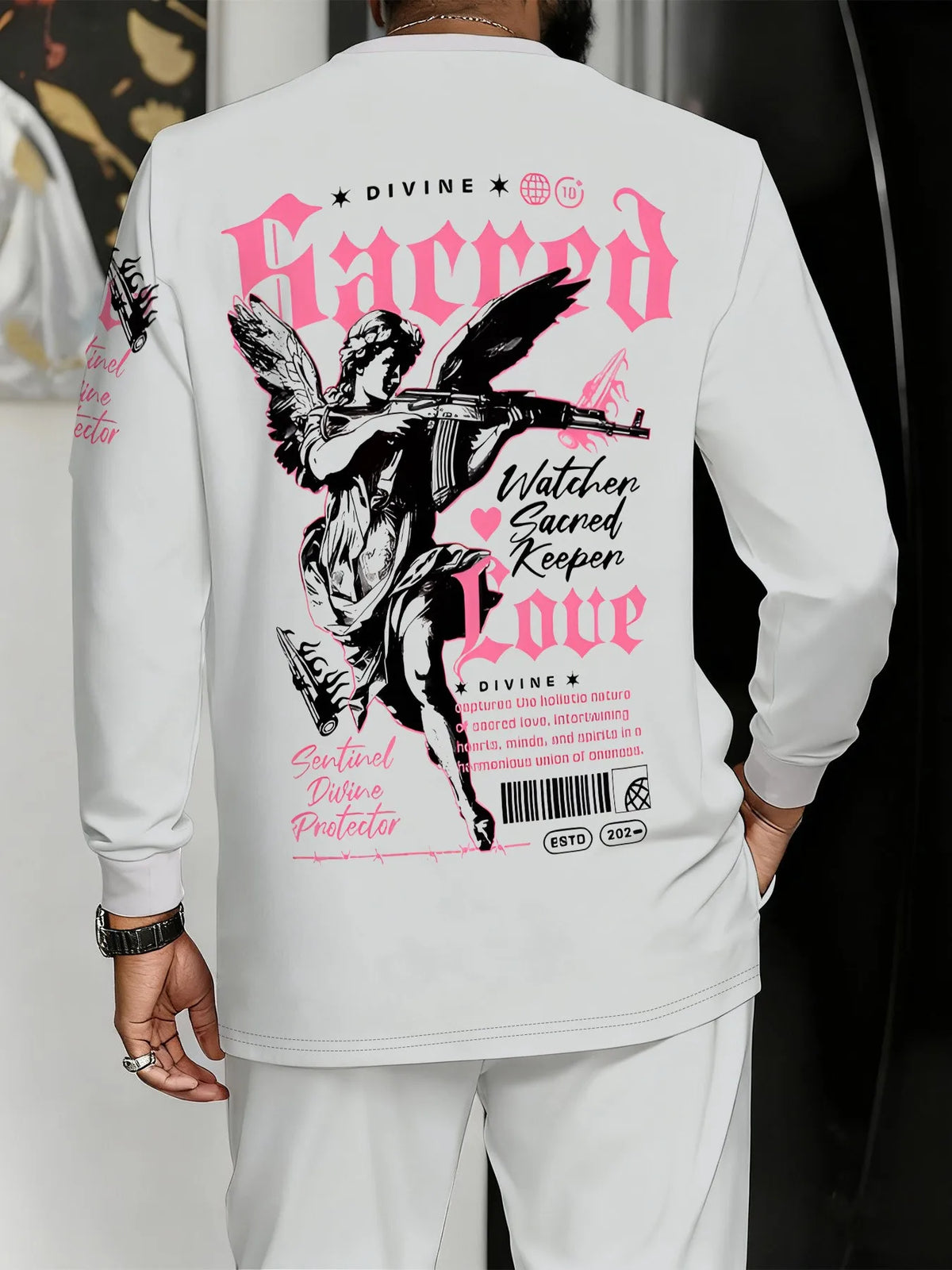 Men's Graphic Print Sweatshirt & Pants Set