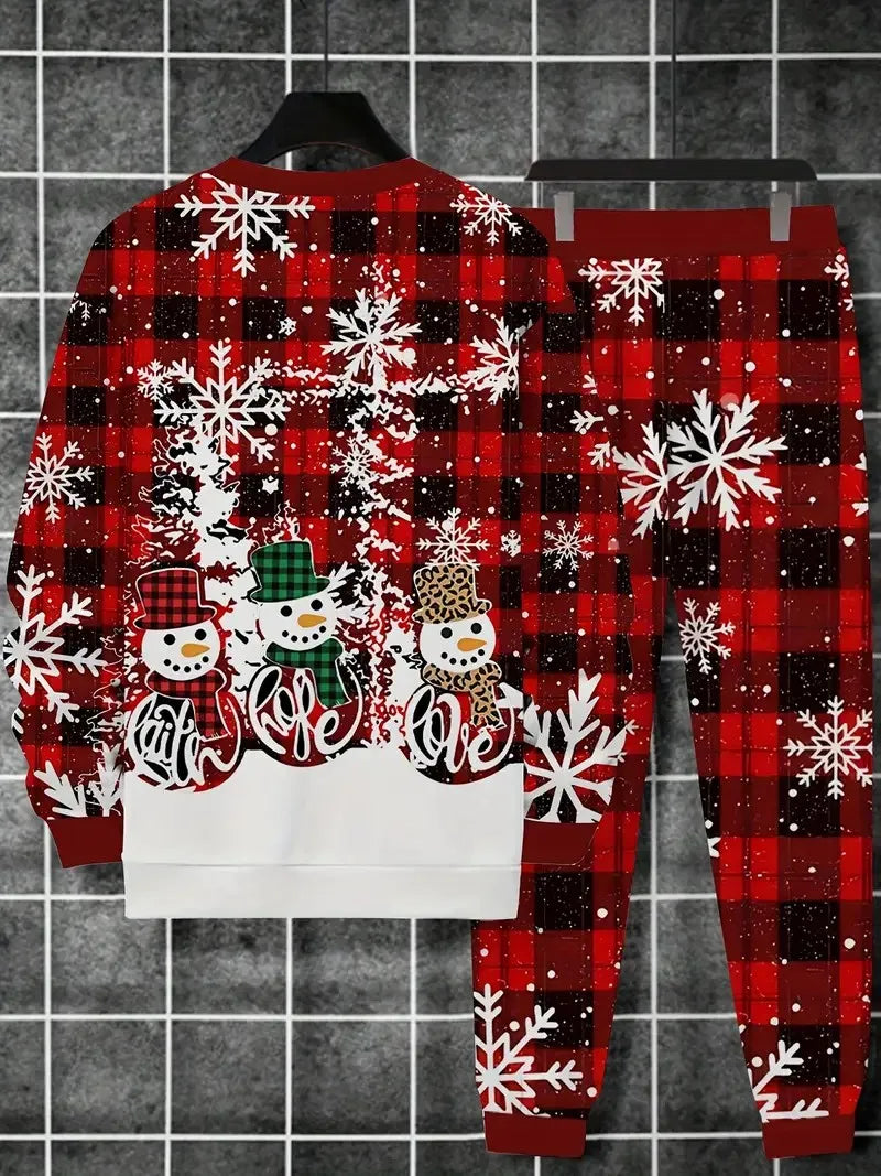 Men's Festive Print Sweatshirt & Pants Set