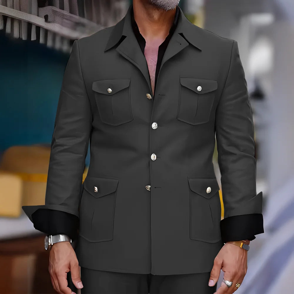 Men's Safari-Collar Jacket & Trouser Set