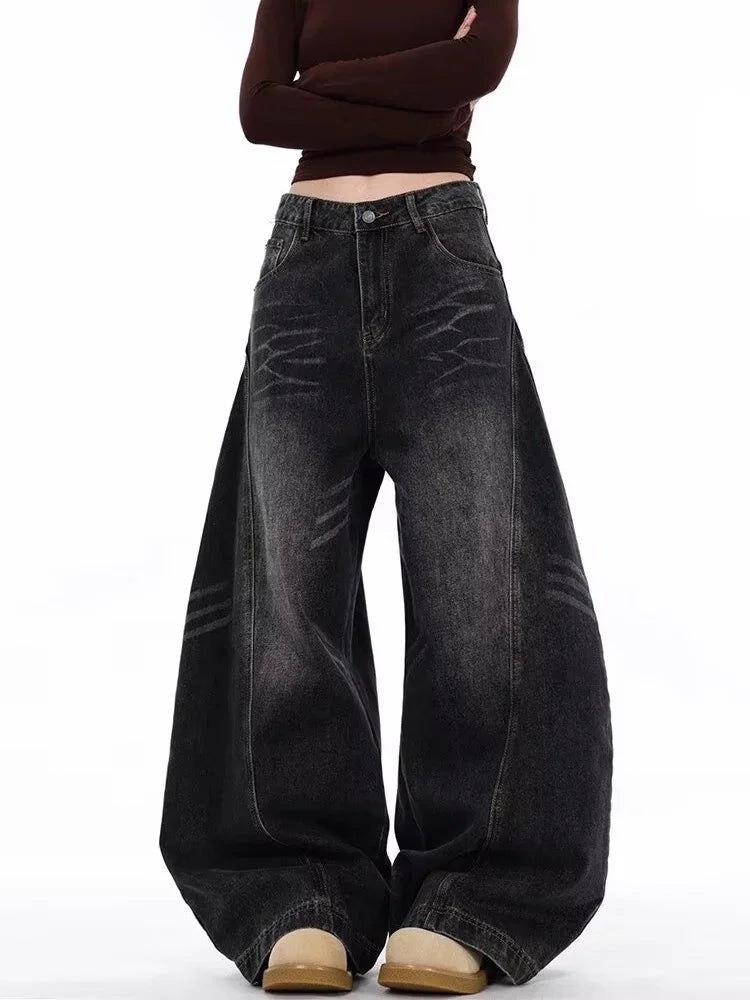 Women's Asymmetric High-Waist Wide-Leg Jeans — product view