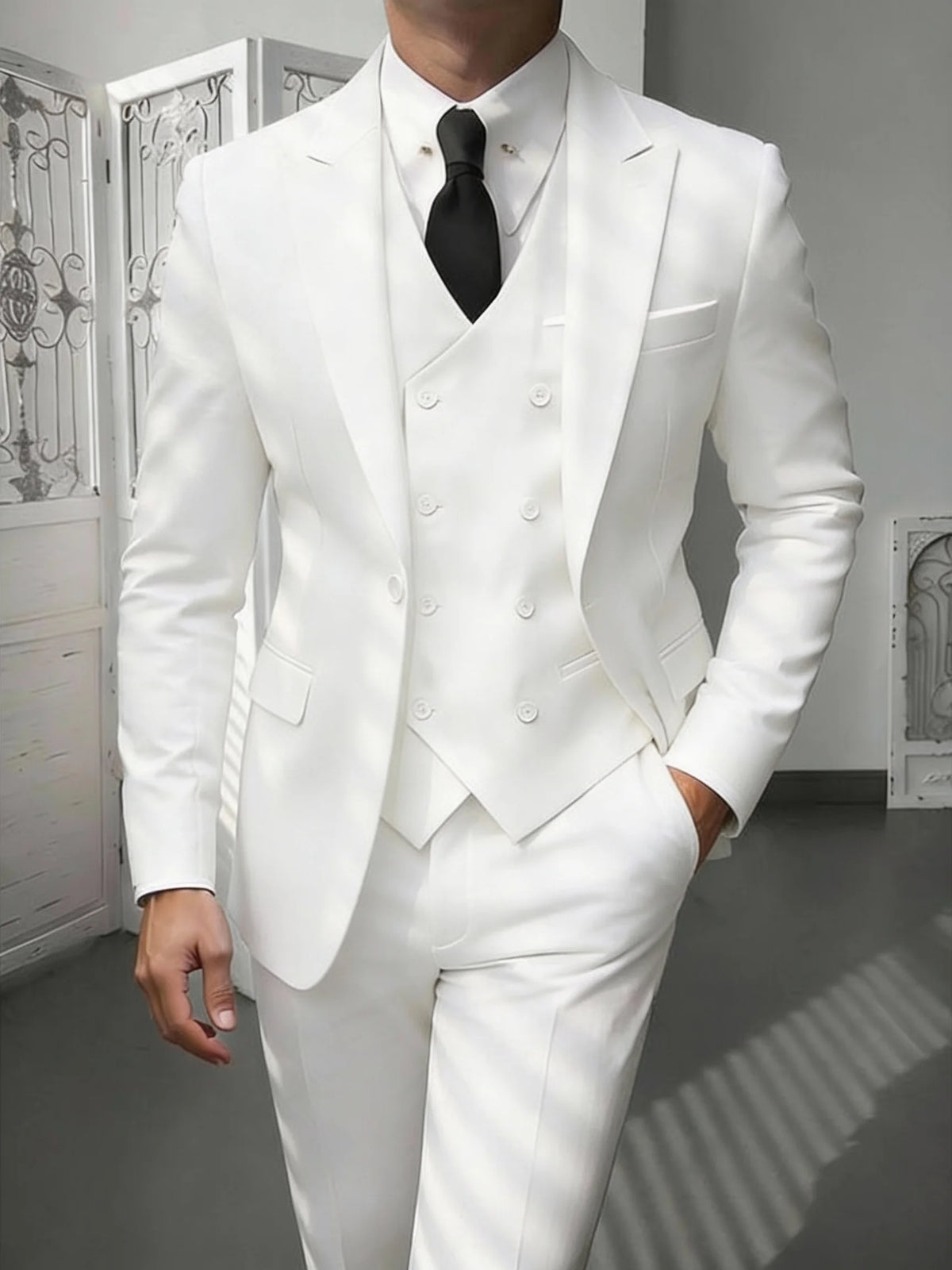 Men's 3-Piece Slim Fit Notched Lapel Suit Set — product view