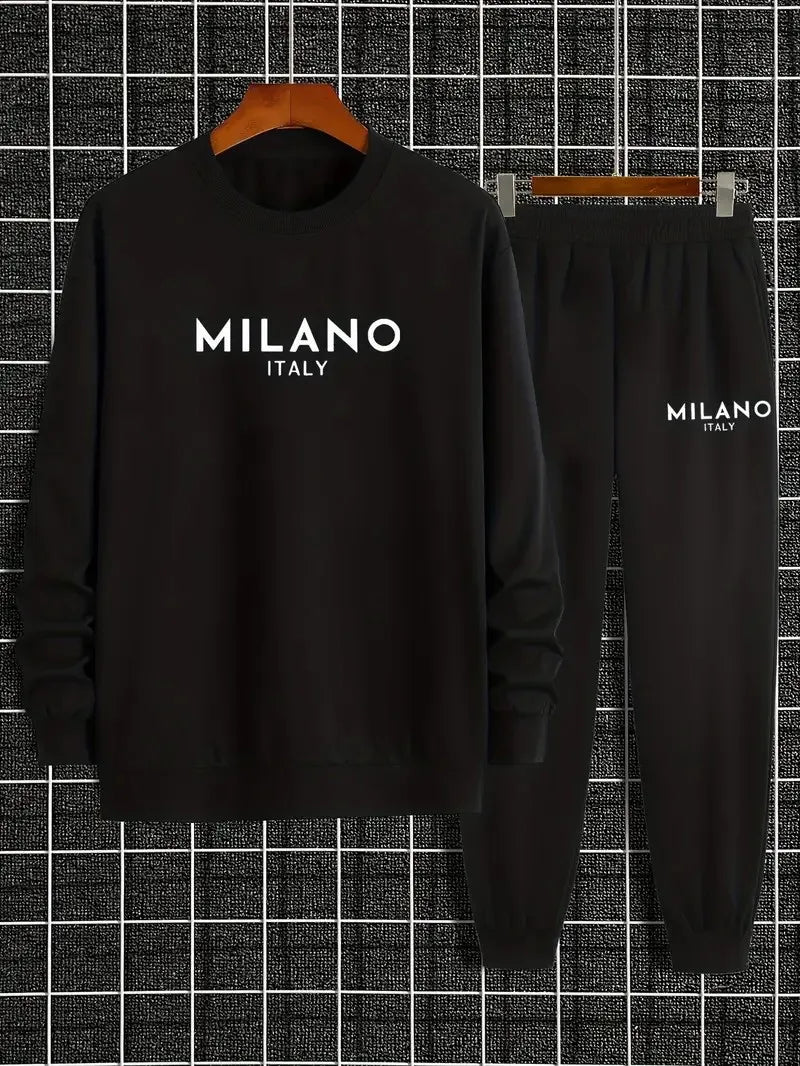 Men's Letter Print Hoodie & Pants Set
