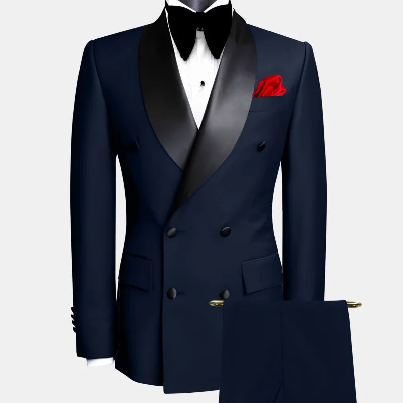 Men's Slim-Fit Double-Breasted Shawl Lapel Suit Set — product view