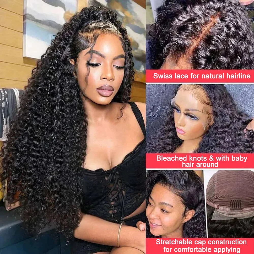 Glueless Deep Wave Human Hair Lace Wig — product view