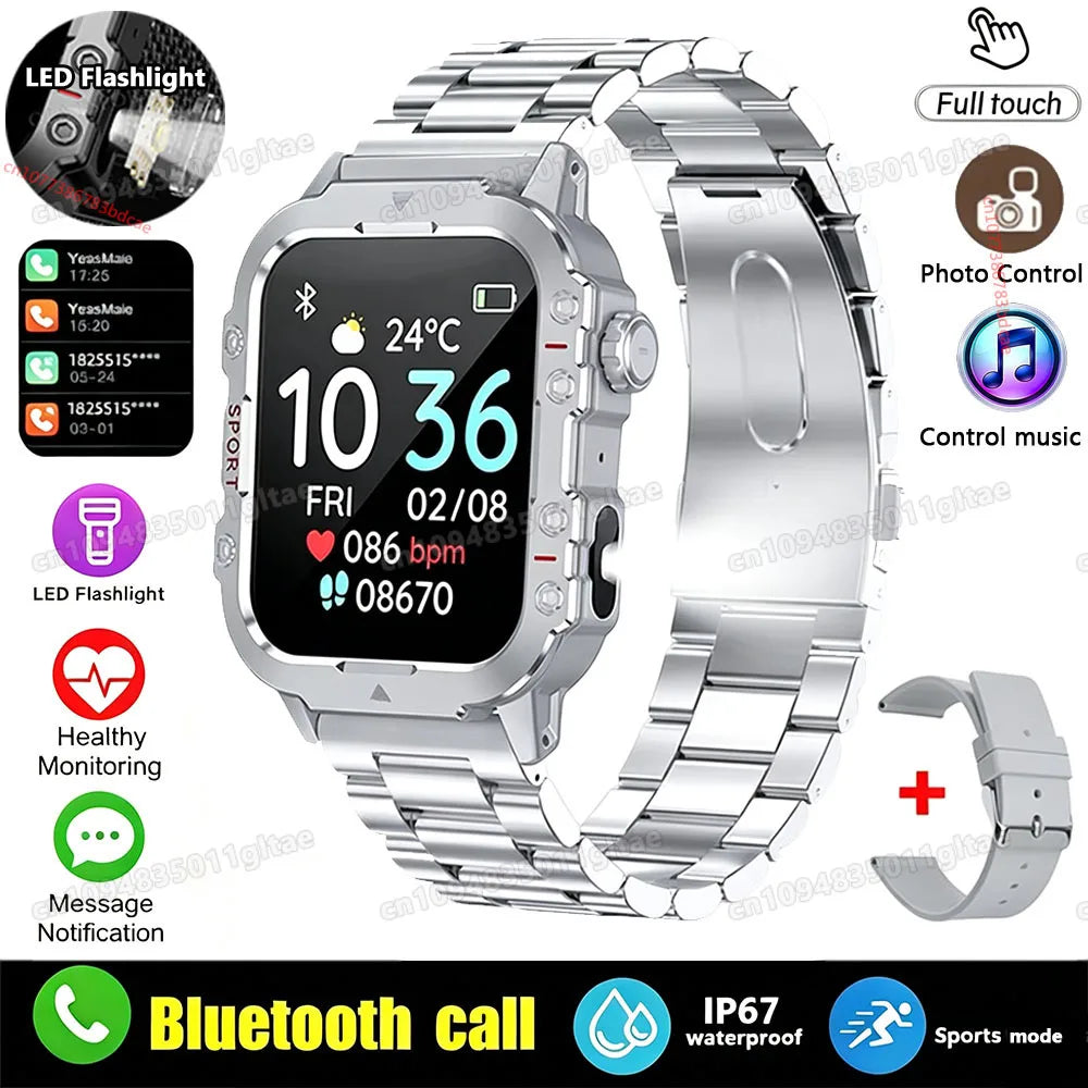 Outdoor 1.83-Inch Calling Smartwatch with Flashlight