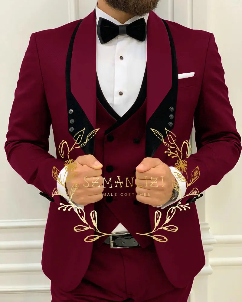 Men's Royal Blue 3-Piece Slim Fit Suit Set — product view