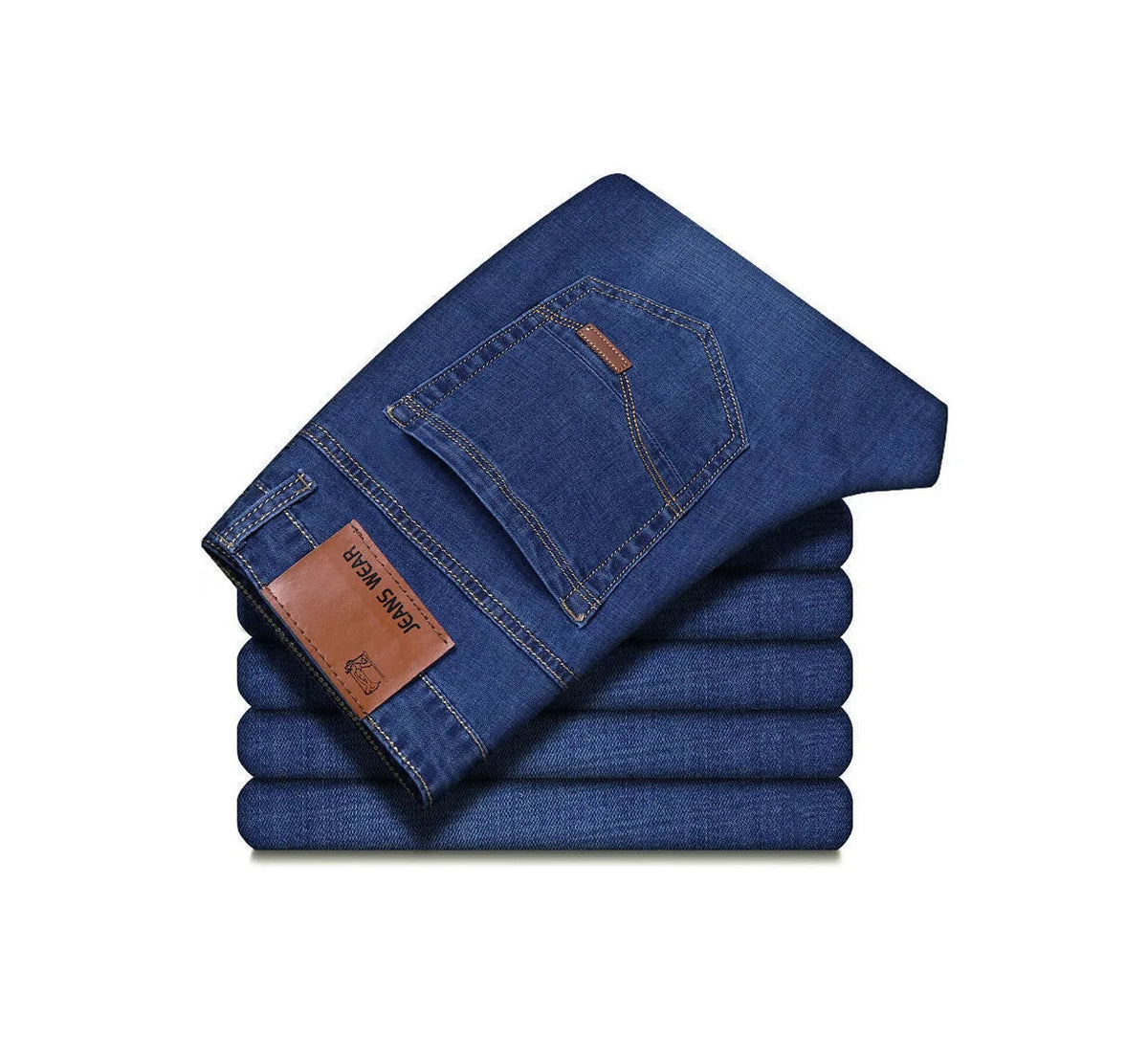 Men's Blue Straight-Leg Stretch Denim Jeans — product view
