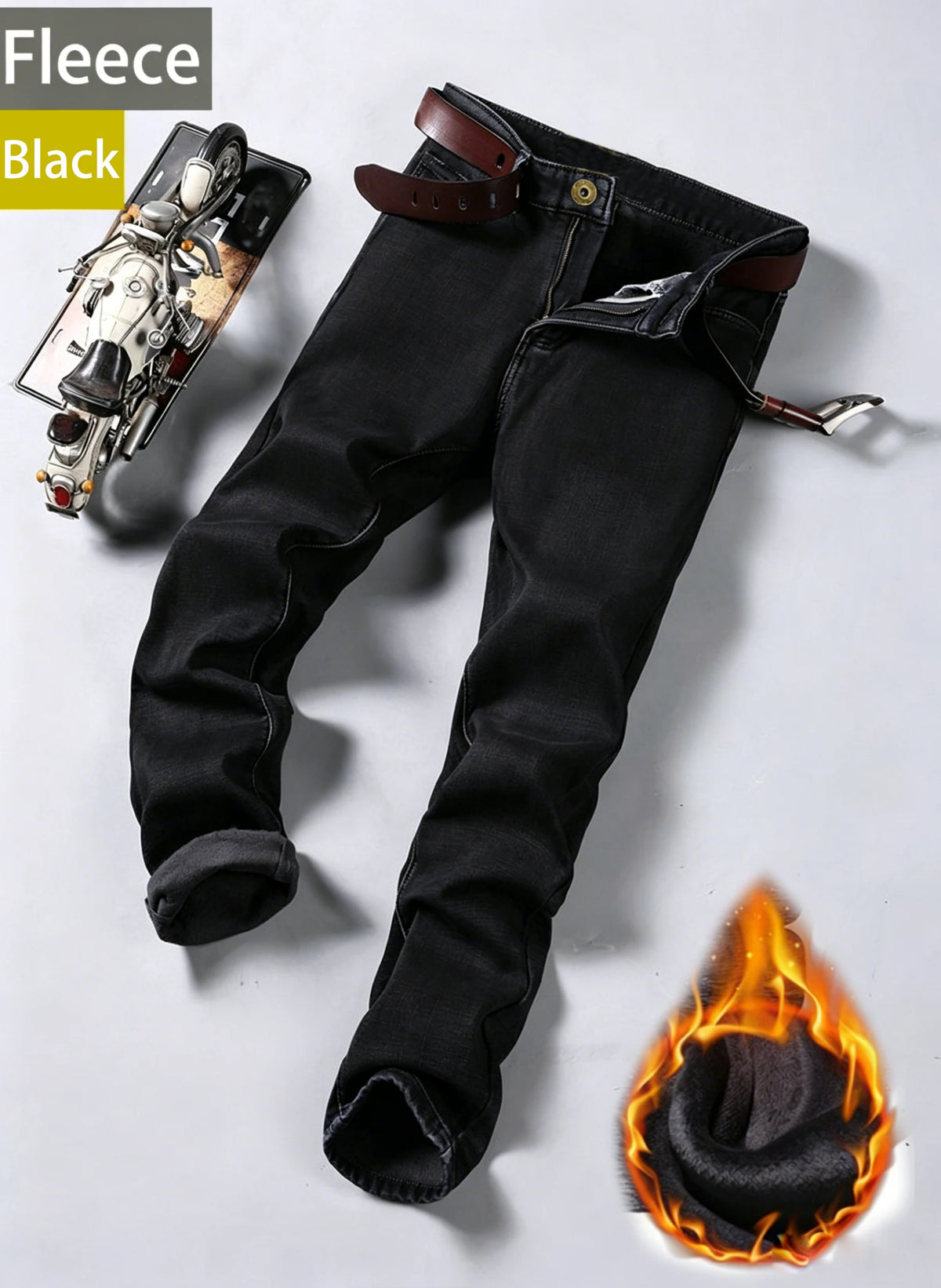 Men's Blue Straight-Leg Stretch Denim Jeans - Lightweight — product view