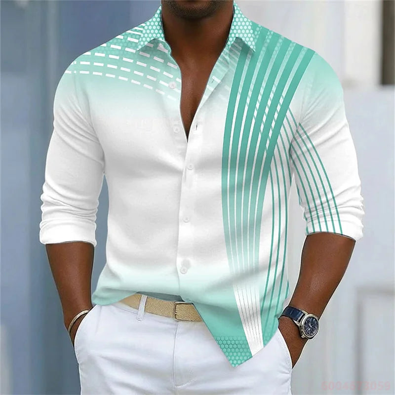 Men's Striped Long-Sleeve Casual Shirt