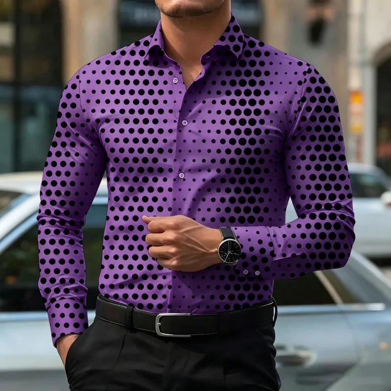 Men's Graphic Print Long-Sleeve Casual Shirt