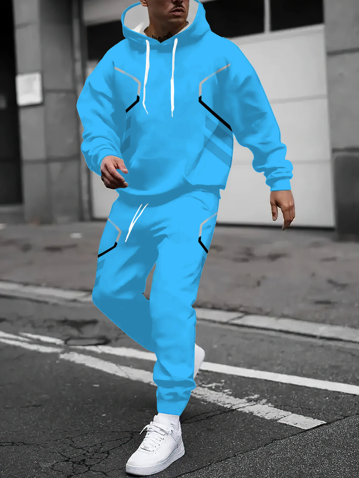 Men's Graphic Print Hoodie & Pants Set