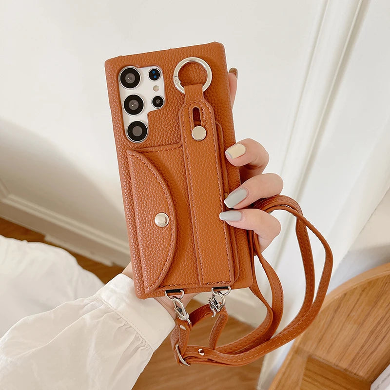 Wrist Strap Wallet Phone Case for Samsung Galaxy S20 Plus, S20 Ultra, S21, S21 Plus, S21 Ultra, S22, S22 Plus, S22 Ultra, S23 FE, S24, S24 Plus, S24 Ultra, S25, S25 Plus, S25 Ultra, S20, S23 Ultra, S26, S26 Plus, S26 Ultra, Note 20 & More Models