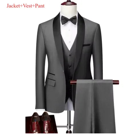 Men's Black Slim Fit Three-Piece Suit