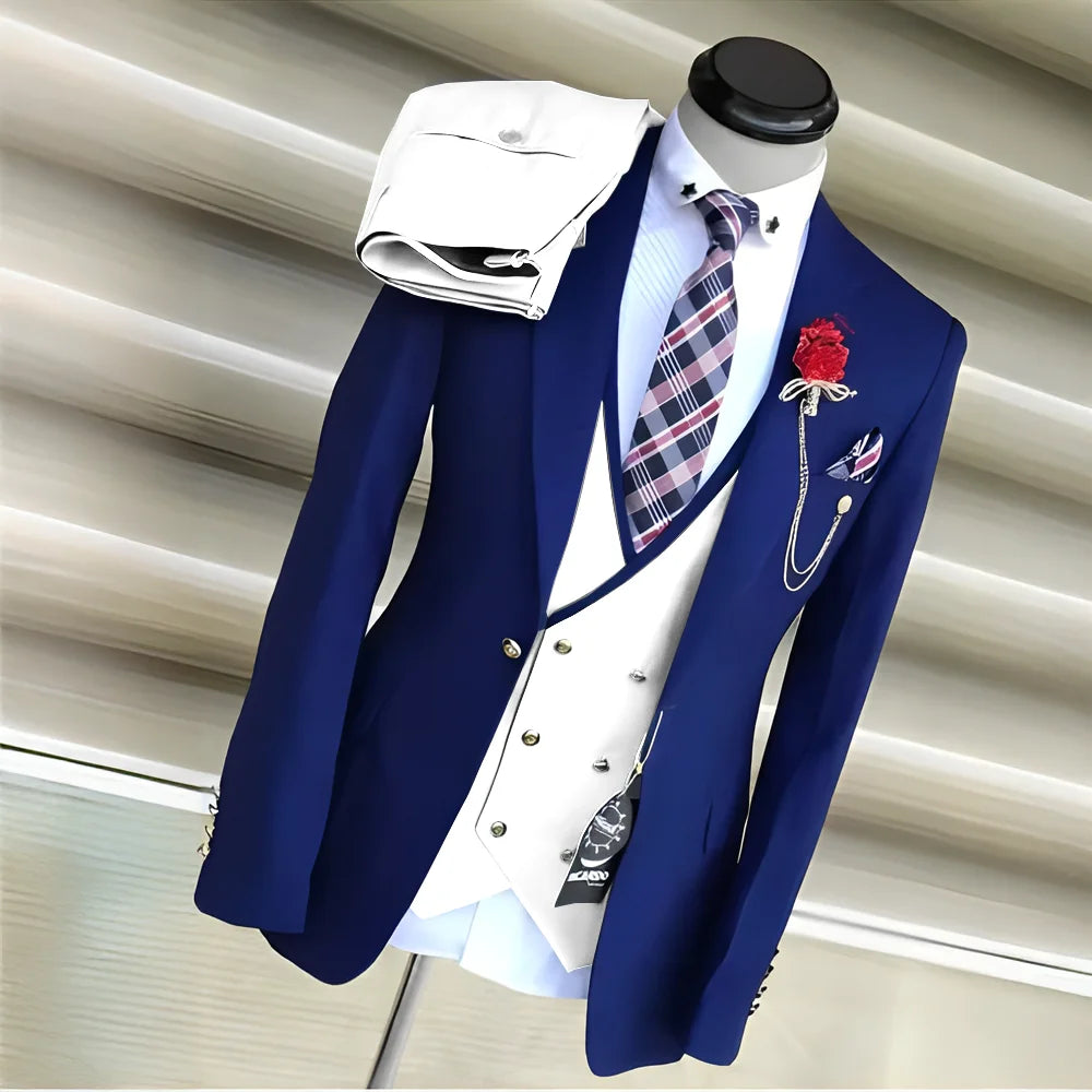 Men's Royal Blue 3-Piece Suit Set — product view