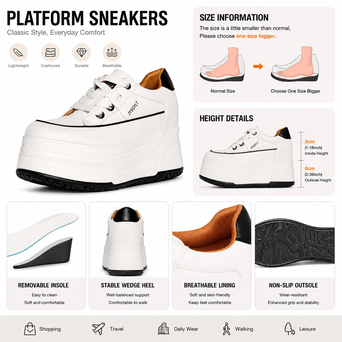 Women's Hidden-Wedge Platform Sneakers — product view