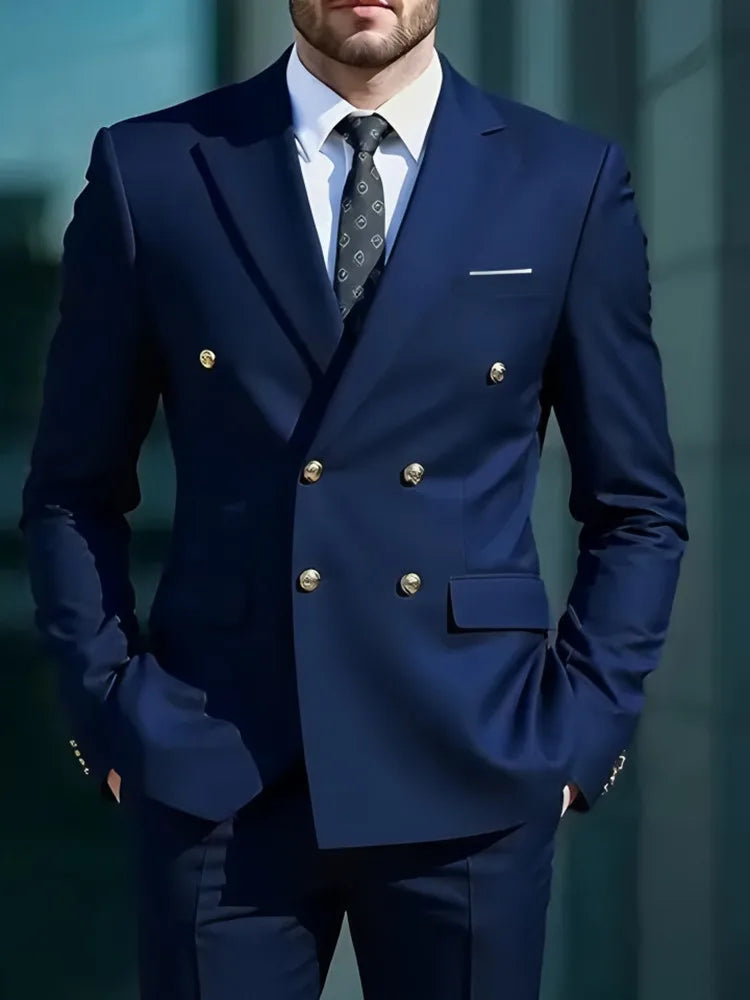 Men's Slim-Fit Double-Breasted Suit Set — product view