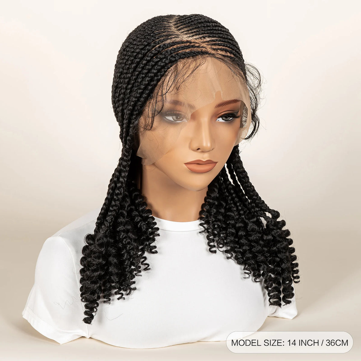 Women's Natural Black Cornrow Braided Synthetic Wig — product view