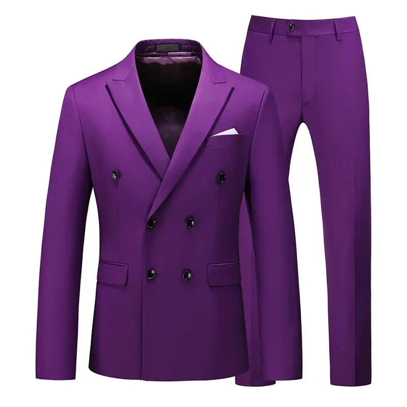 Men's 2-Piece Slim Fit Double-Breasted Peak Lapel Suit Set — product view