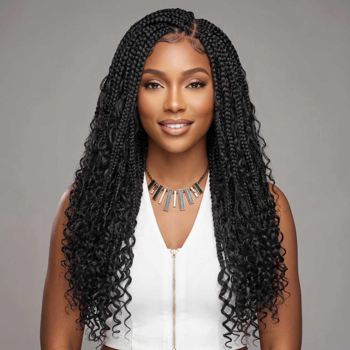 Boho Box Braided Lace Front Wig Synthetic Goddess Braids Wig with - OSASCO