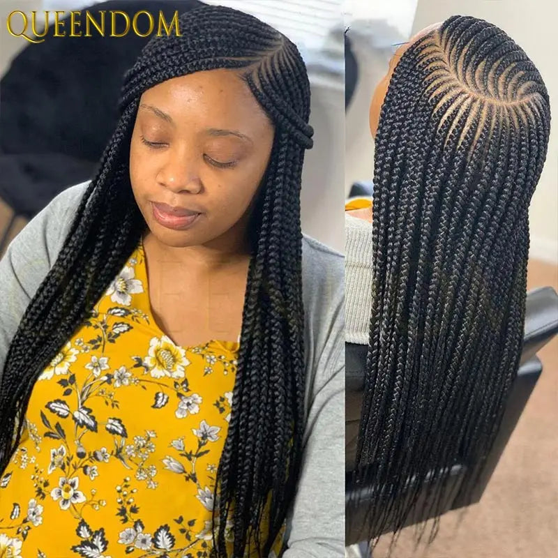 36" Synthetic Full Lace Wig Knotless Box Braid African Braided Wig - OSASCO