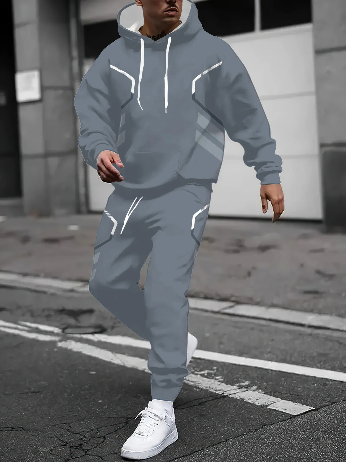 Men's Graphic Print Hoodie & Pants Set