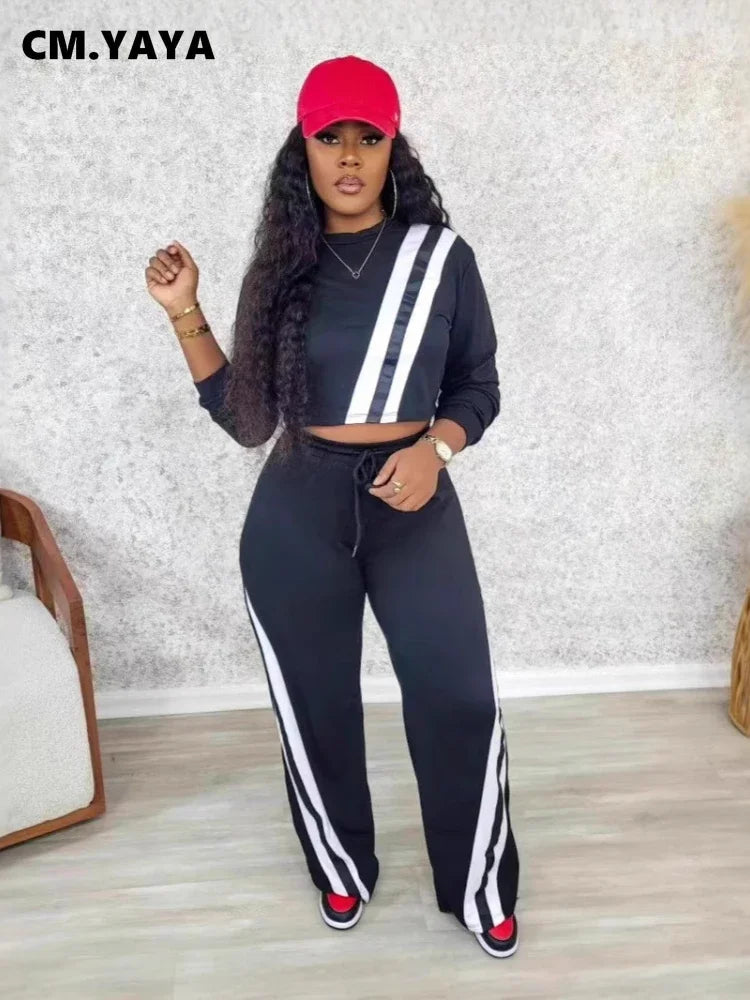 Women's Striped Sweatshirt & Sweatpants Set