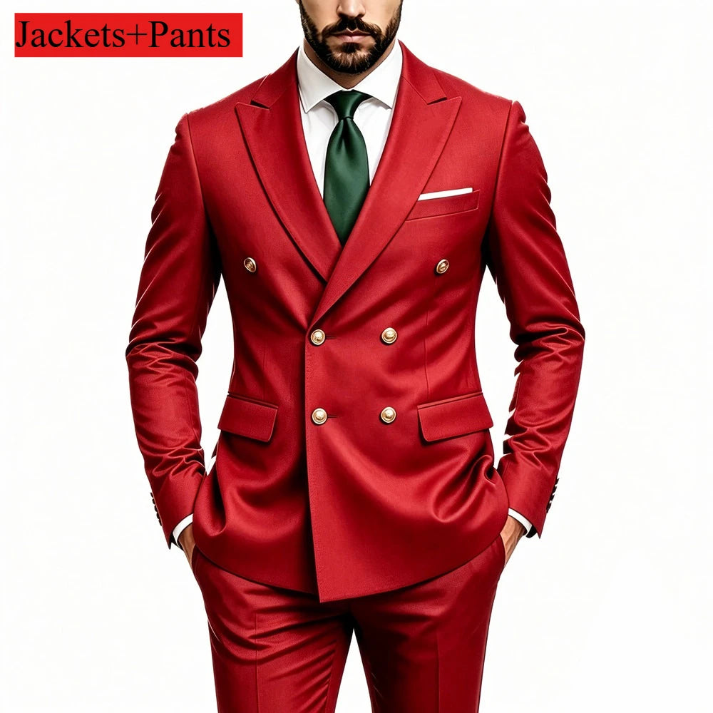 Men's Peak-Lapel Suit with Gold-Tone Buttons