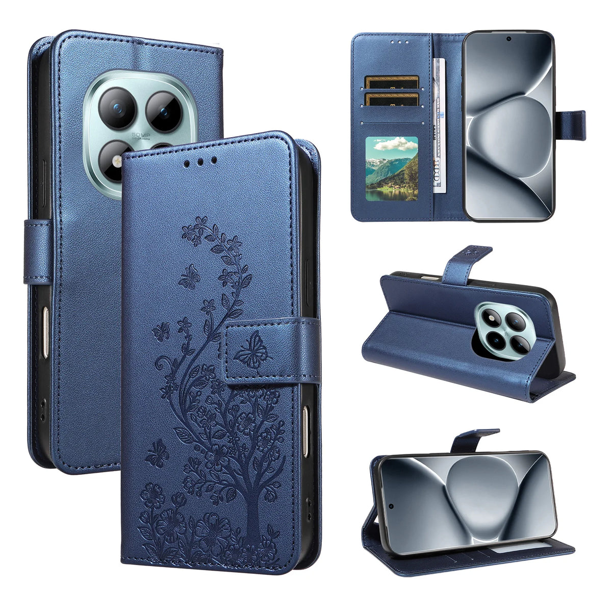 Floral Embossed Flip Wallet Phone Case for Redmi Note 15 Pro+, Redmi Note 15 5G, Redmi Note 8, Redmi Note 8 Pro, Redmi 9A, Redmi Note 9S, Redmi Note 11 Pro, Redmi Note 9 Pro, Redmi Note 11 4G, Redmi Note 11S, Redmi Note 12 Pro+ & More Models