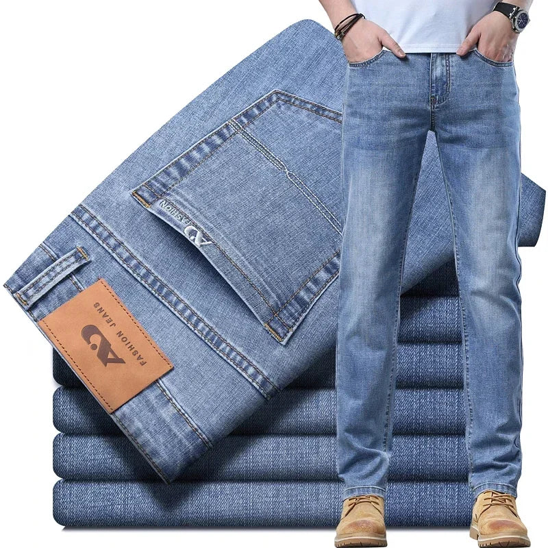 Men's Slim Fit Stretch Denim Jeans - Business Casual Style — product view