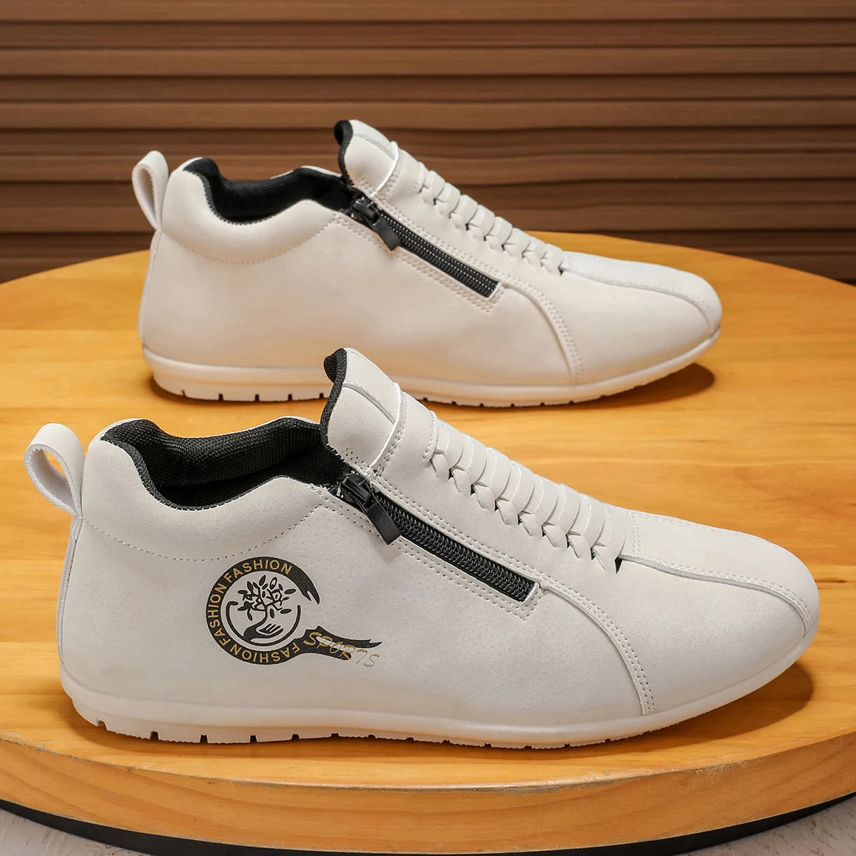 Men's Textured Low-Top Lace-Up Canvas Sneakers