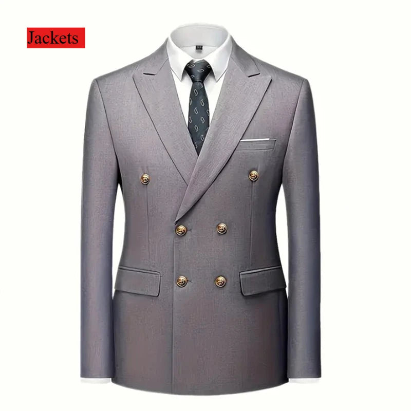 Men's Double-Breasted Suit with Gold-Tone Buttons