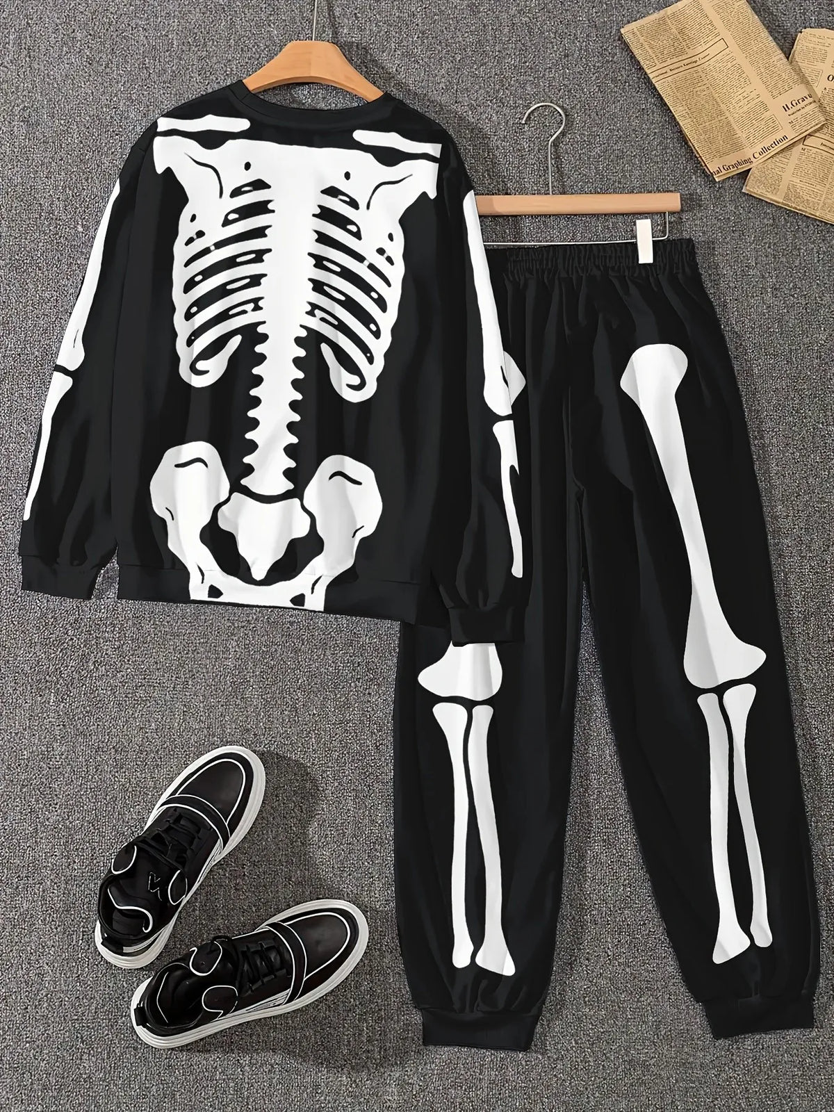 Men's Graphic Print Sweatshirt & Pants Set