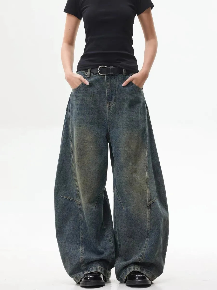 Women's Vintage-Wash Wide-Leg Jeans — product view