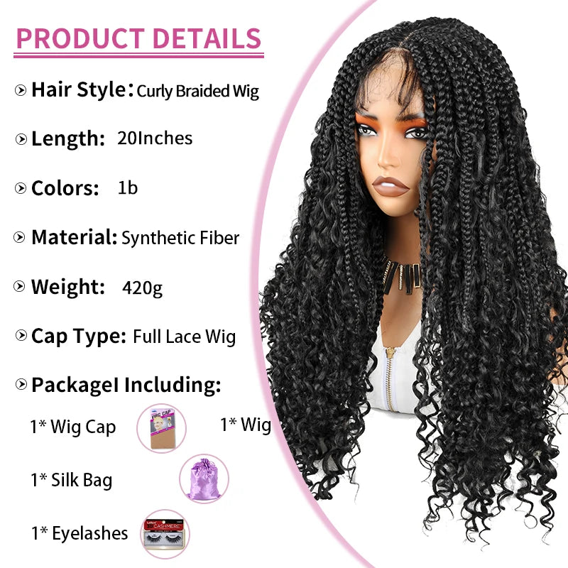 Boho Box Braided Lace Front Wig Synthetic Goddess Braids Wig with - OSASCO