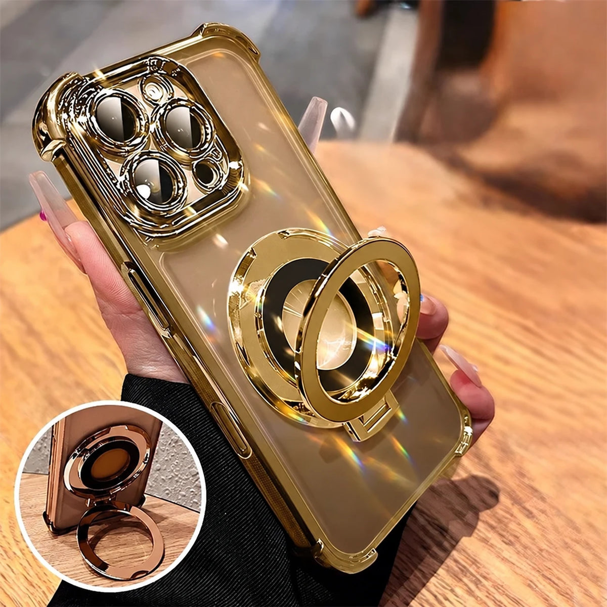 Metallic Magnetic Ring Stand Phone Case for iPhone 18 Pro Max, iPhone 18 Pro, iPhone 17 Pro, iPhone 17 Pro Max, iPhone 16 Pro Max, iPhone 17, iPhone 16 Pro, iPhone 16 Plus, iPhone 15 Pro Max, iPhone 16, iPhone 15 Pro & More Models