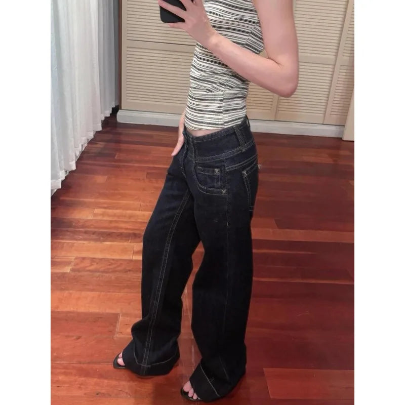 Women's Low-Rise Long Wide-Leg Jeans — product view