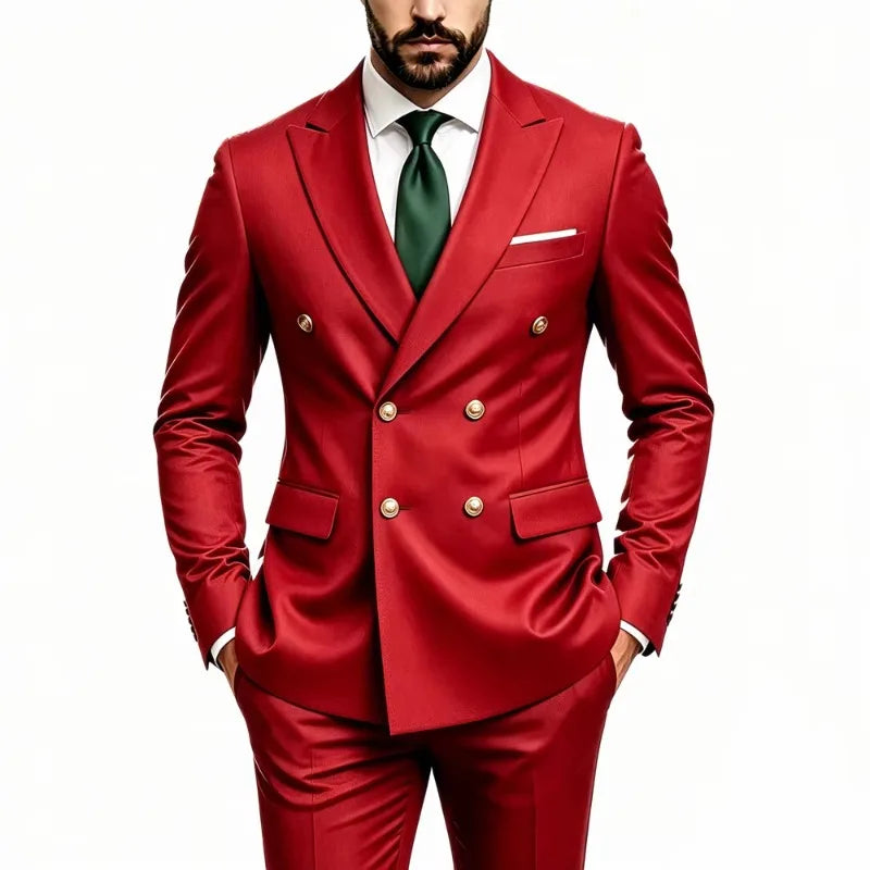 Men's Peak-Lapel Suit with Gold-Tone Buttons